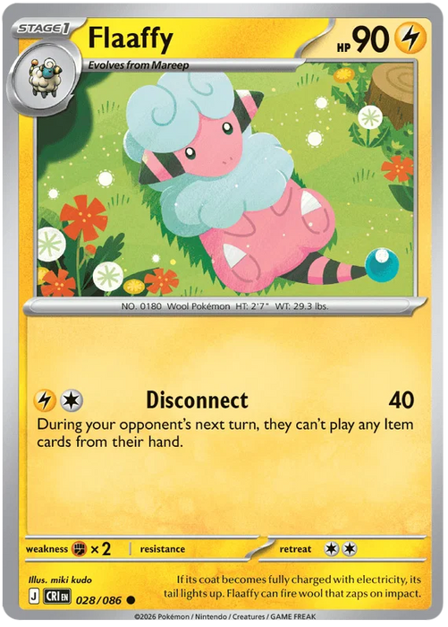 Flaaffy 028/086 Common Pokemon Card (Mega Evolution Chaos Rising)