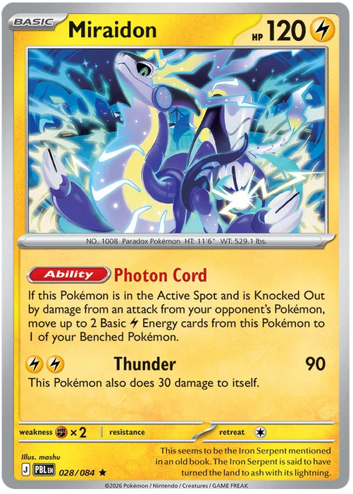 Miraidon 028/084 Rare Pokemon Card (Mega Evolution Pitch Black)