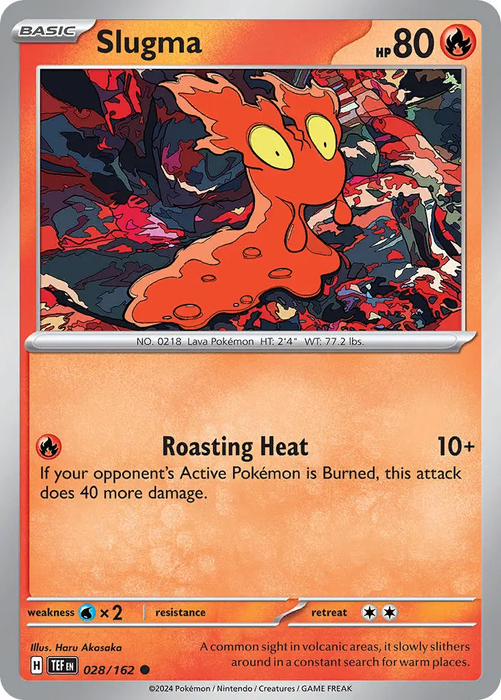 Slugma 028/162 Common Reverse Holo Pokemon Card (SV Temporal Forces)