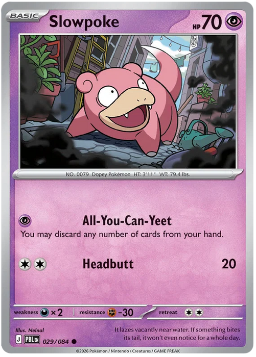 Slowpoke 029/084 Common Pokemon Card (Mega Evolution Pitch Black)