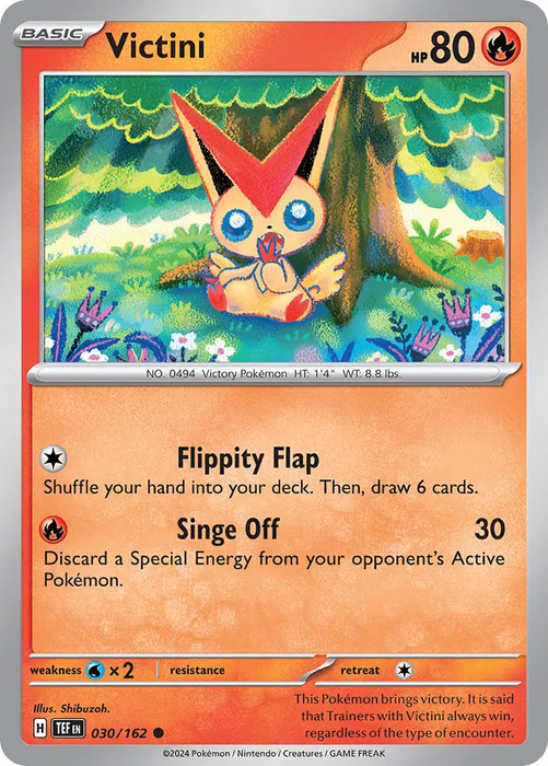 Victini 030/162 Common Reverse Holo Pokemon Card (SV Temporal Forces)