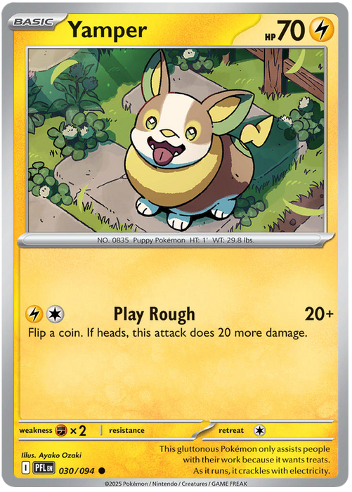 Yamper 030/094 Common Pokemon Card (Mega Evolution Phantasmal Flames)