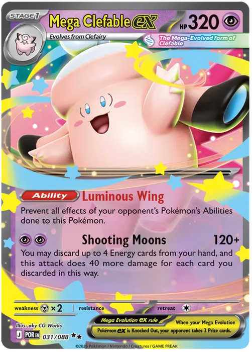 Mega Clefable ex 031/088 Double Rare Pokemon Card (Mega Evolution Perfect Order)