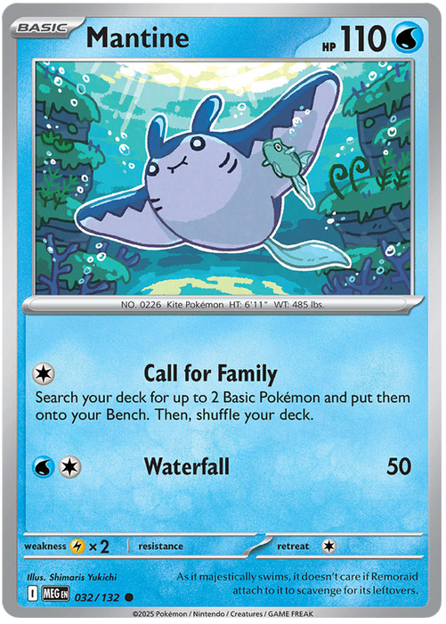 Mantine 032/132 Common Pokemon Card (Mega Evolution Base Set ME01)