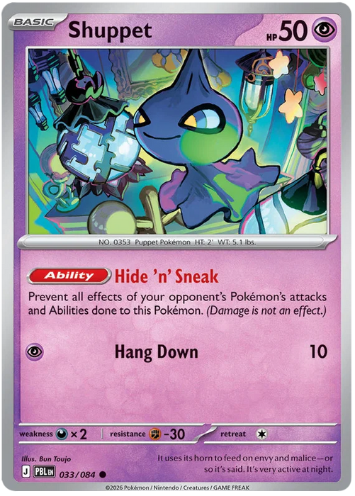 Shuppet 033/084 Common Pokemon Card (Mega Evolution Pitch Black)