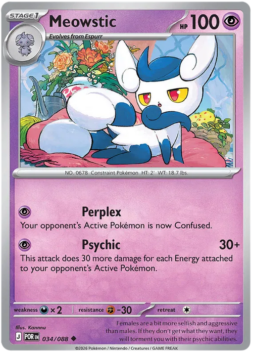 Meowstic 034/088 Pokemon Card (Mega Evolution Perfect Order)