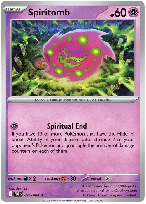 Spiritomb 035/084 Rare Pokemon Card (Mega Evolution Pitch Black)