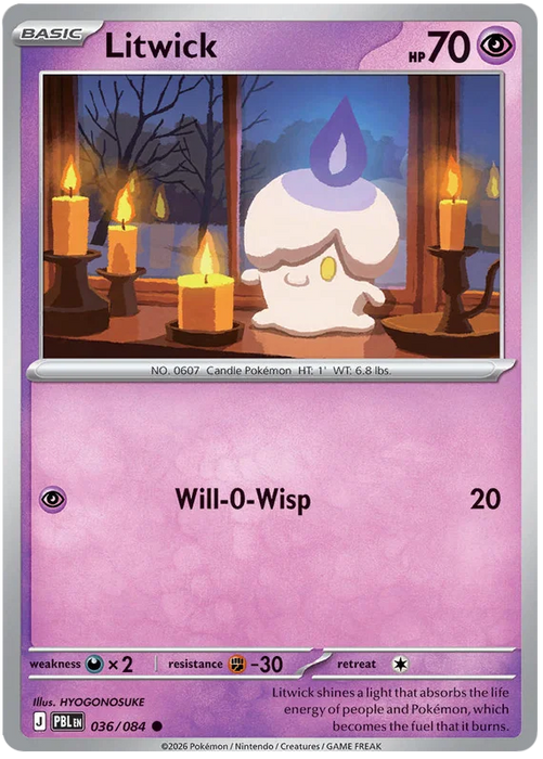 Litwick 036/084 Common Pokemon Card (Mega Evolution Pitch Black)