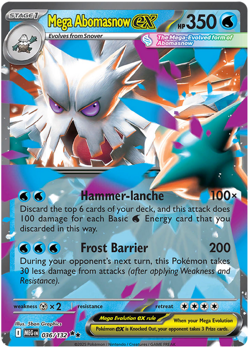 Mega Abomasnow ex 036/132 Double Rare Pokemon Card (Mega Evolution Base Set ME01)