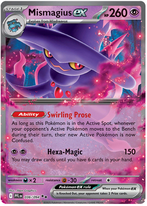 Mismagius ex 036/094 Double Rare Pokemon Card (Mega Evolution Phantasmal Flames)