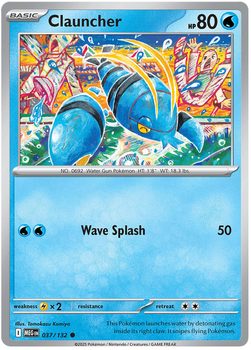 Clauncher 037/132 Common Pokemon Card (Mega Evolution Base Set ME01)