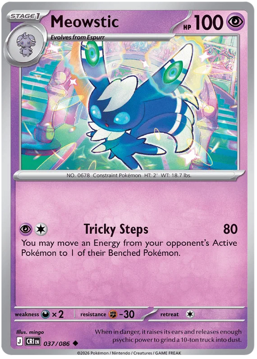 Meowstic 037/086 Uncommon Pokemon Card (Mega Evolution Chaos Rising)