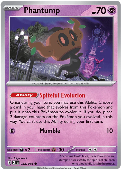 Phantump 038/086 Common Pokemon Card (Mega Evolution Chaos Rising)