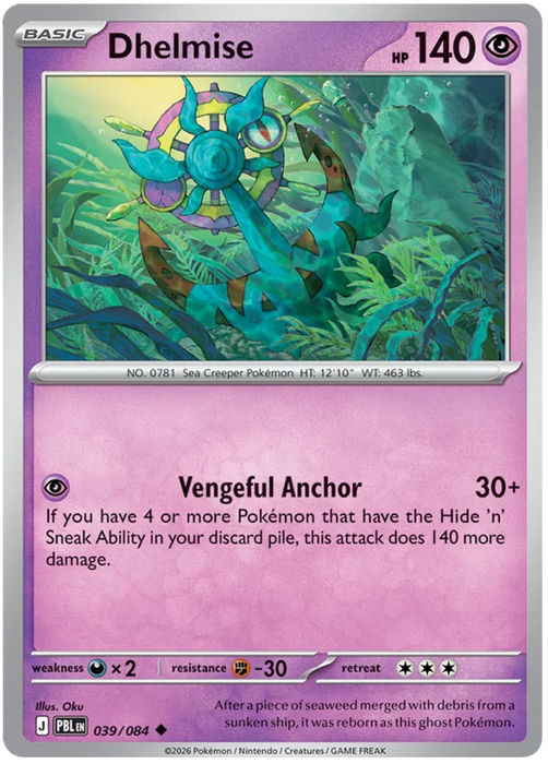 Dhelmise 039/084 Uncommon Pokemon Card (Mega Evolution Pitch Black)
