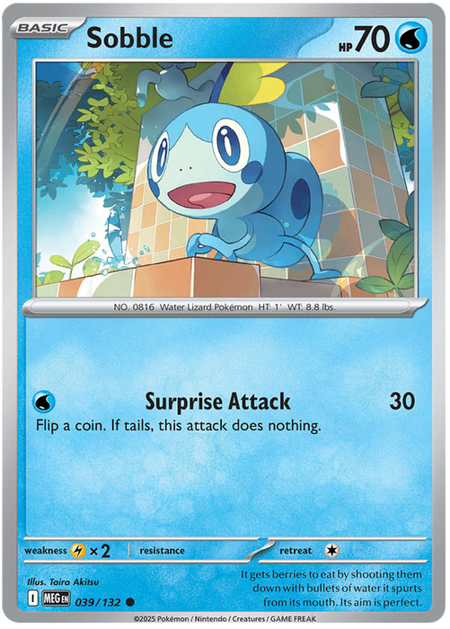 Sobble 039/132 Common Pokemon Card (Mega Evolution Base Set ME01)
