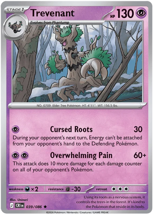 Trevenant 039/086 Rare Pokemon Card (Mega Evolution Chaos Rising)