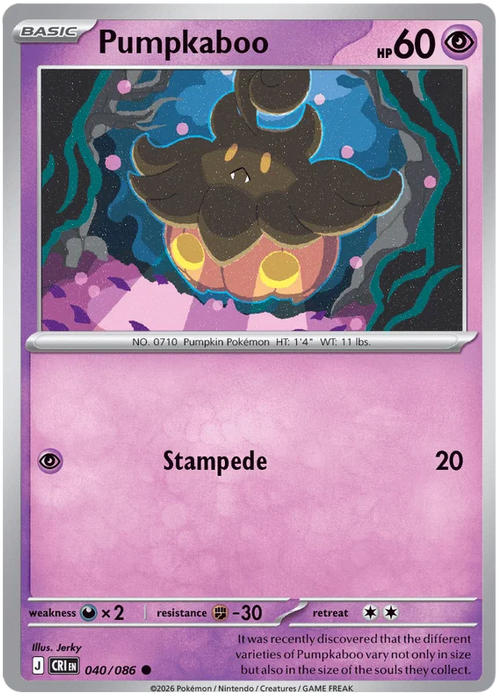Pumpkaboo 040/086 Common Pokemon Card (Mega Evolution Chaos Rising)