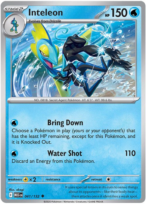 Inteleon 041/132 Uncommon Pokemon Card (Mega Evolution Base Set ME01)