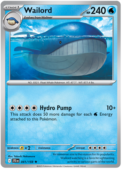 Wailord 041/159 Rare Pokemon Card (Scarlet & Violet Journey Together)