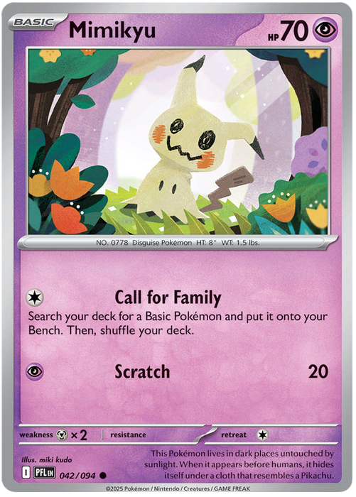 Mimikyu 042/094 Common Pokemon Card (Mega Evolution Phantasmal Flames)