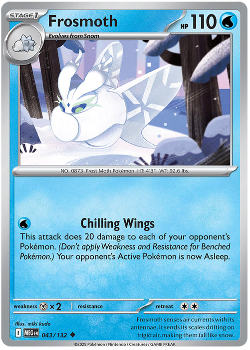 Frosmoth 043/132 Uncommon Pokemon Card (Mega Evolution Base Set ME01)