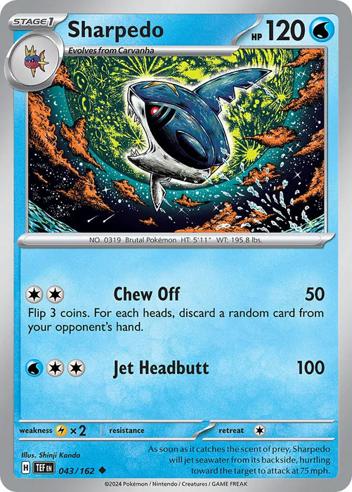 Sharpedo 043/162 Uncommon Pokemon Card (SV Temporal Forces)