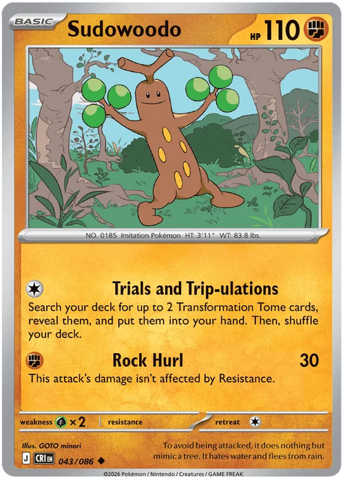 Sudowoodo 043/086 Uncommon Pokemon Card (Mega Evolution Chaos Rising)