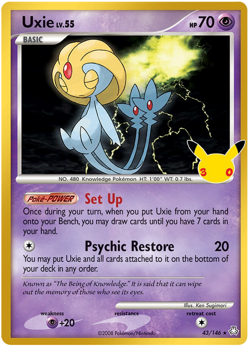 Uxie 013/030 Rare Pokemon Card (30th Anniversary Classic Collection)