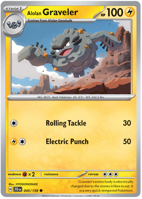 Alolan Graveler 045/159 Common Pokemon Card (Scarlet & Violet Journey Together)