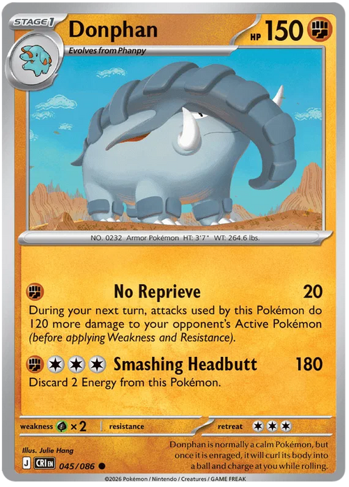Donphan 045/086 Common Pokemon Card (Mega Evolution Chaos Rising)