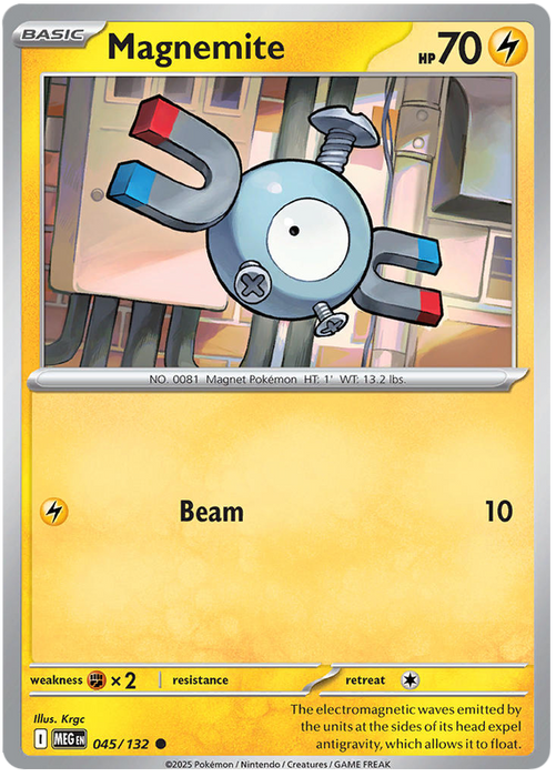 Magnemite 045/132 Common Pokemon Card (Mega Evolution Base Set ME01)