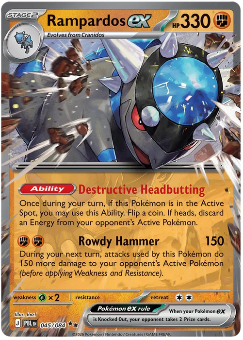 Rampardos ex 045/084 Double Rare Pokemon Card (Mega Evolution Pitch Black)