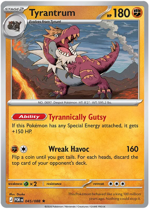 Tyrantrum 045/088 Rare Pokemon Card (Mega Evolution Perfect Order)