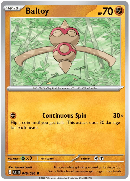 Baltoy 046/086 Common Pokemon Card (Mega Evolution Chaos Rising)