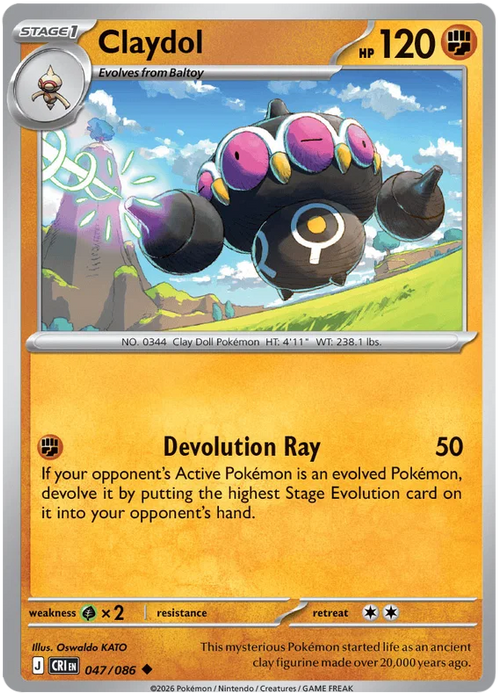 Claydol 047/086 Uncommon Pokemon Card (Mega Evolution Chaos Rising)