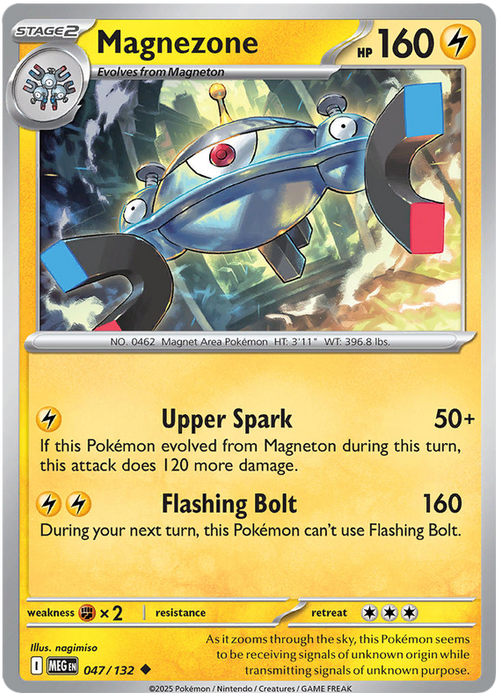 Magnezone 047/132 Uncommon Pokemon Card (Mega Evolution Base Set ME01)