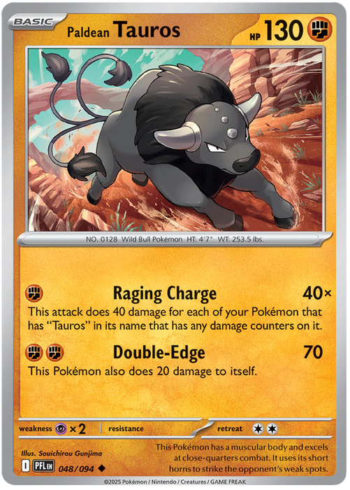 Paldean Tauros 048/094 Uncommon Pokemon Card (Mega Evolution Phantasmal Flames)