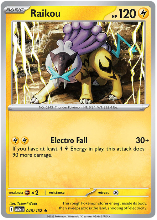 Raikou 048/132 Rare Pokemon Card (Mega Evolution Base Set ME01)