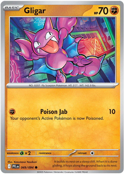 Gligar 049/094 Common Pokemon Card (Mega Evolution Phantasmal Flames)