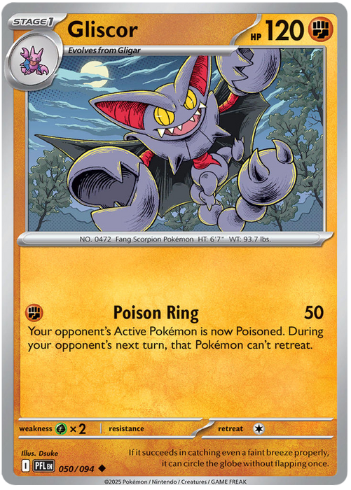Gliscor 050/094 Uncommon Pokemon Card (Mega Evolution Phantasmal Flames)