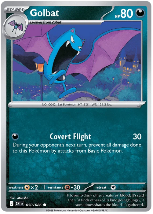 Golbat 050/086 Common Pokemon Card (Mega Evolution Chaos Rising)