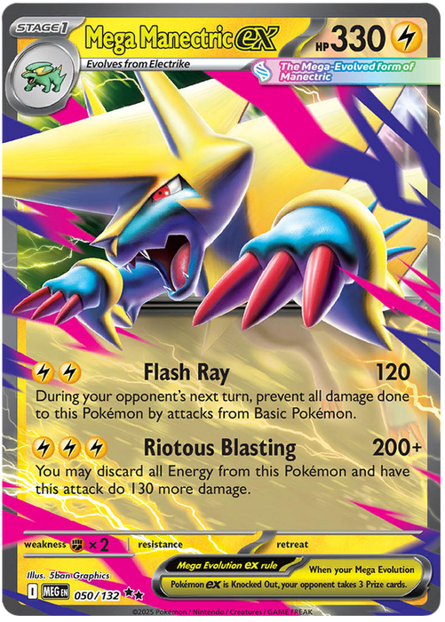 Mega Manectric ex 050/132 Double Rare Pokemon Card (Mega Evolution Base Set ME01)