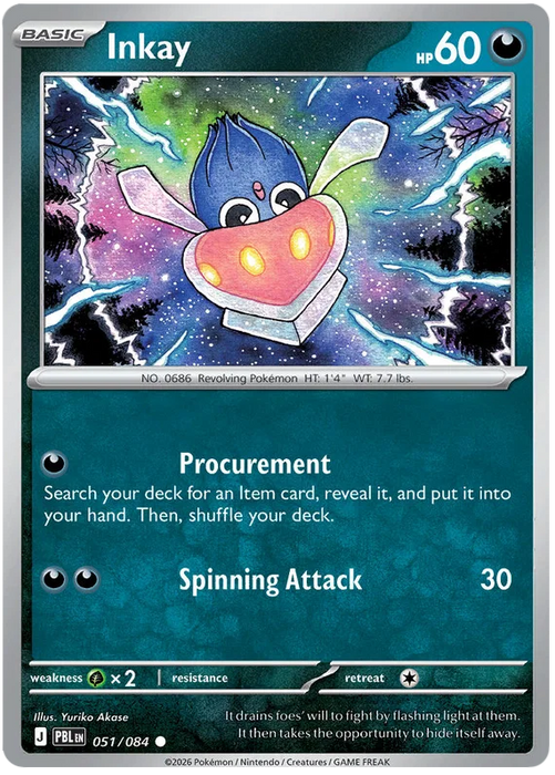Inkay 051/084 Common Pokemon Card (Mega Evolution Pitch Black)