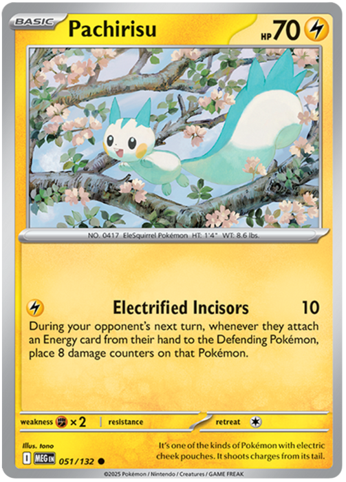 Pachirisu 051/132 Common Pokemon Card (Mega Evolution Base Set ME01)