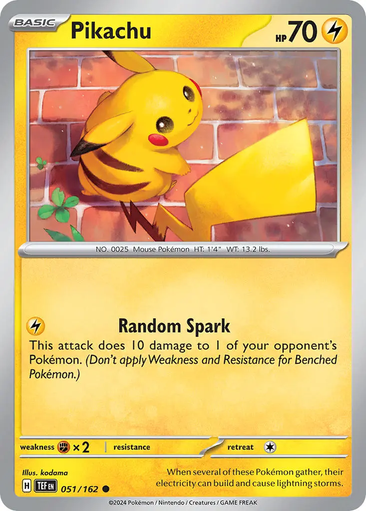 Pikachu 051/162 Common Pokemon Card (SV Temporal Forces