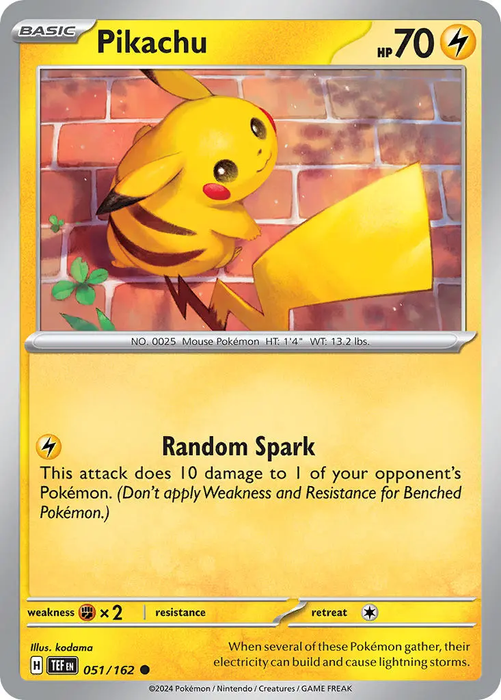 Pikachu 051/162 Common Pokemon Card (SV Temporal Forces)