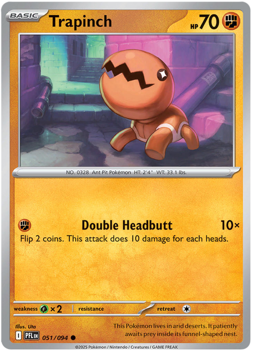 Trapinch 051/094 Common Pokemon Card (Mega Evolution Phantasmal Flames)