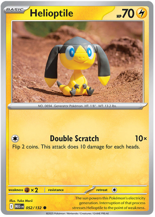 Helioptile 052/132 Common Pokemon Card (Mega Evolution Base Set ME01)