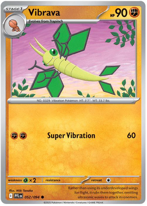 Vibrava 052/094 Common Pokemon Card (Mega Evolution Phantasmal Flames)