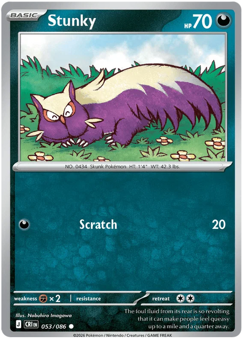 Stunky 053/086 Common Pokemon Card (Mega Evolution Chaos Rising)